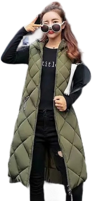 Myshe 여성용 빅사이즈 편안한 조끼 경량 롱 패딩 조끼 ru121GZ1