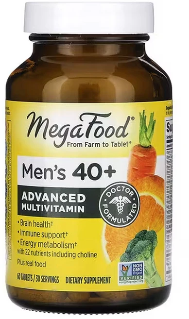메가푸드 40세 이상 남성 고급 종합비타민 60 정, 60 Count - 쿠팡