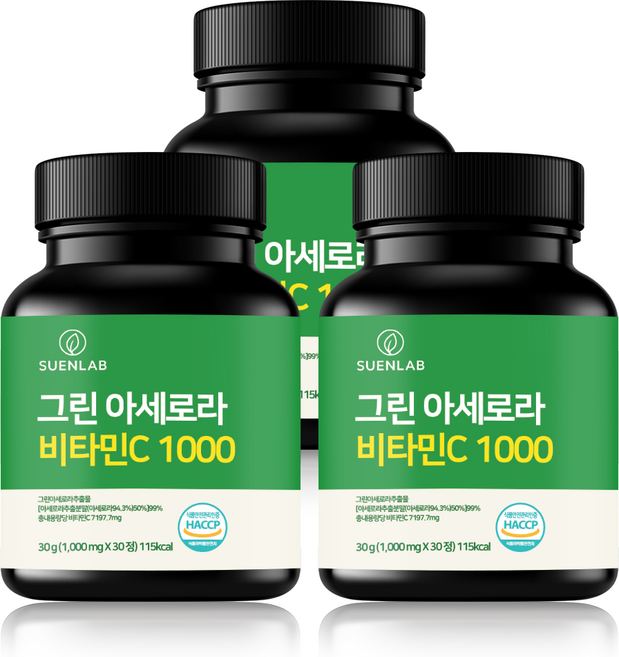 수앤랩 그린 아세로라 비타민C 1000 아세로라추출물99%, 3개, 30정