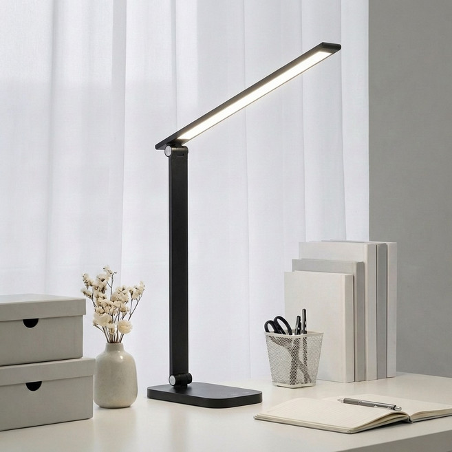 Airwit 학습용 led 스탠드 조명 책상 스탠드 무단계 밝기조절 학습등 독서등 책상등, 블랙