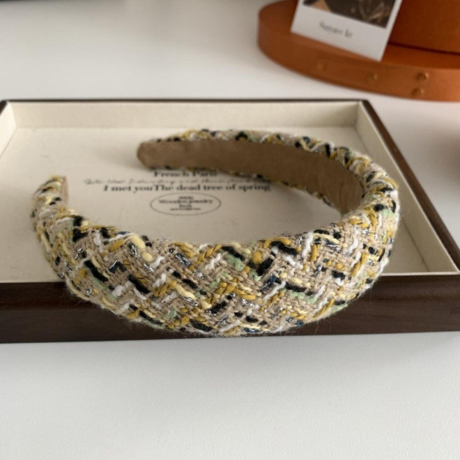 은꽃밴드 여성 머리띠 고급 트위드 도톰한 니트 헤어밴드 예쁜 헤어 악세사리