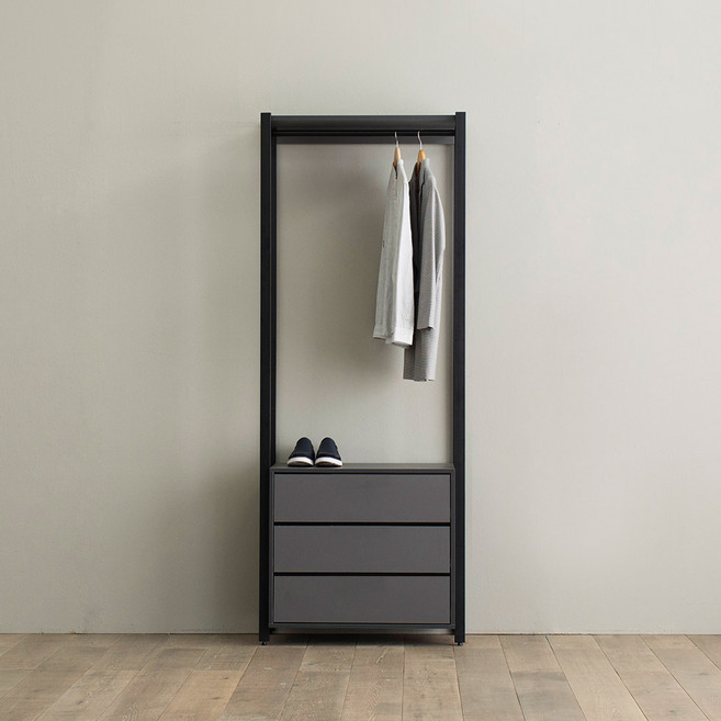 [국내생산 친환경마감재][전문기사설치] 아이언 철제 드레스룸 옷장 행거 시스템행거 (단품) 600 800 1000, 3. 블랙그레이