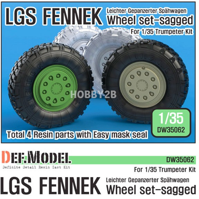 DFW35062/1/35 German LGS FENNEK Sagged Wheel set (for Trumpeter 1/35)(프라모델), 1개