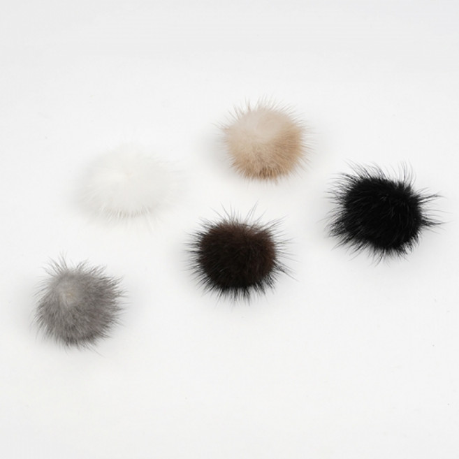 천연 밍크털 폼폼이 털방울 3cm, 흰색 [20535], 1개