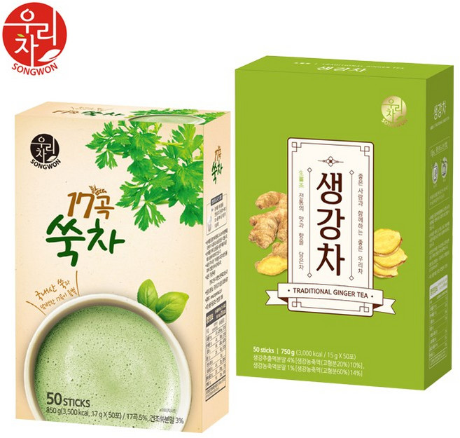 송원 17곡 쑥차 50T +생강차 50T, 1개