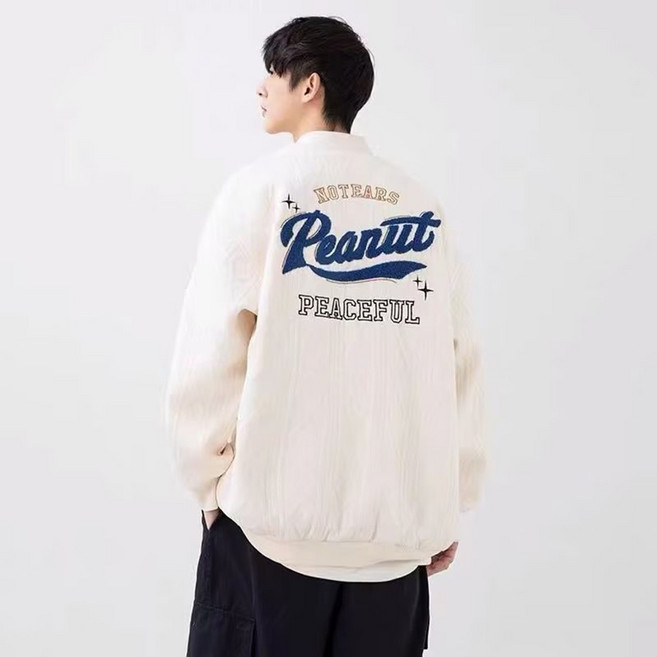 남녀공용 캐주얼 니트 자수 야구점퍼