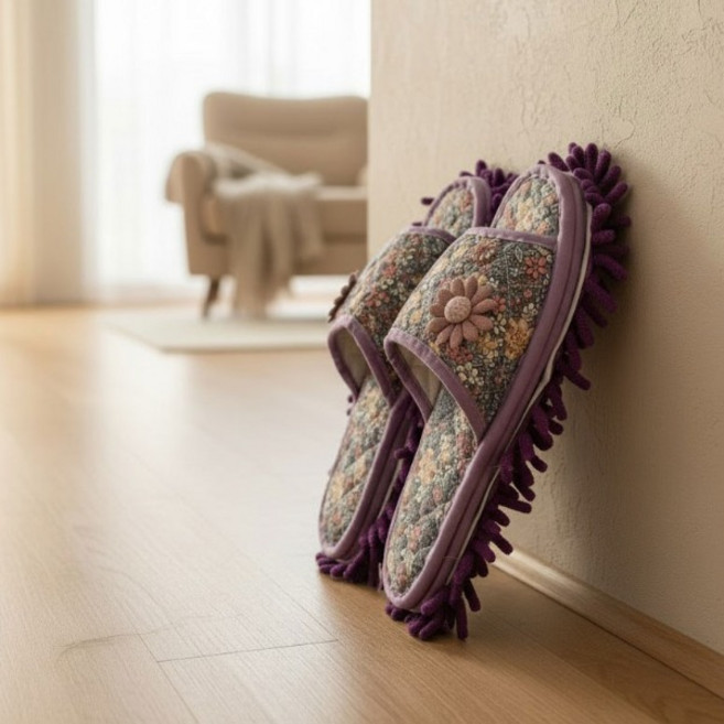 레트로 먼지청소 슬리퍼 걸레슬리퍼 3color, 260mm, 퍼플, 1개