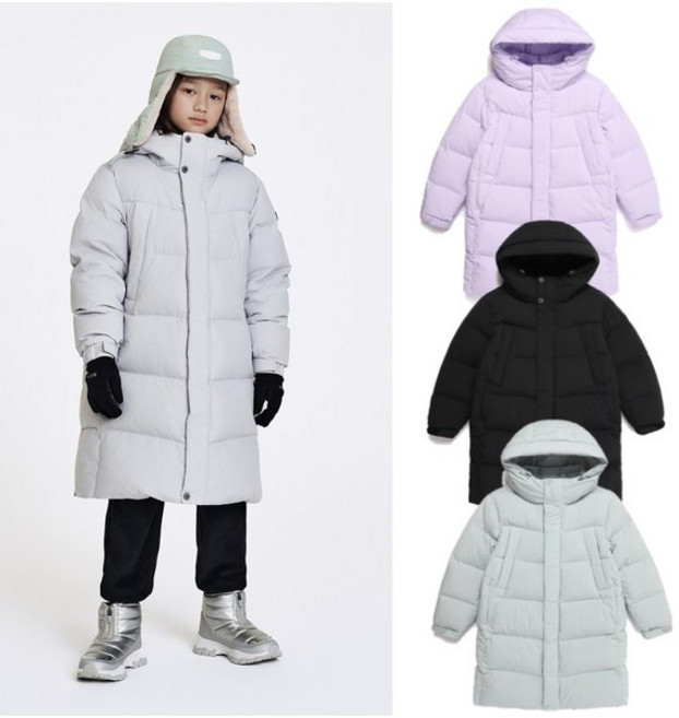 블랙야크키즈 [그랜드 구스 롱다운] 등판 발열 기능성 실버그레이 165