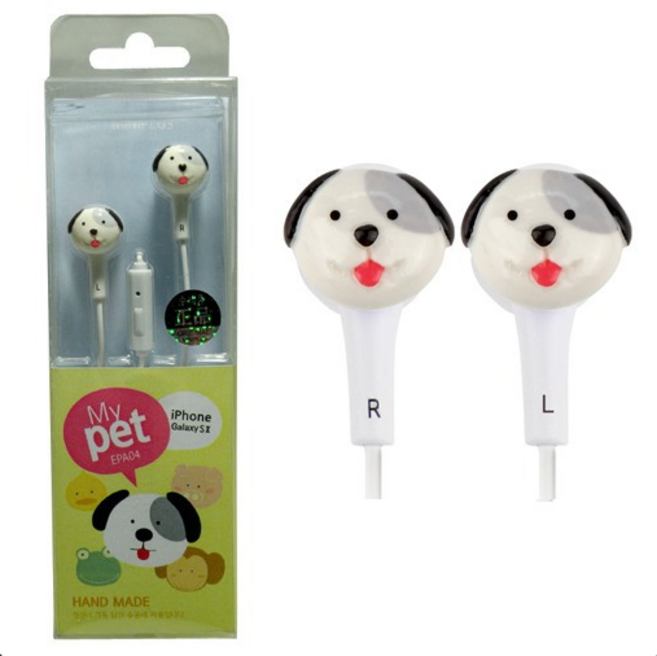 동물 미니어쳐 3.5mm 수작업 커널형 이어폰 EPA, EPA-04 강아지