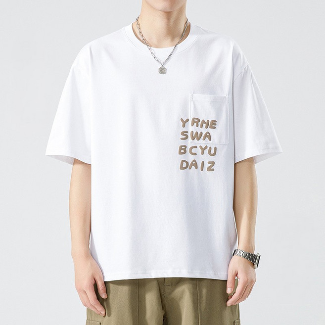 하울맨 남성 오버핏 원포켓 프린팅 반팔 티셔츠