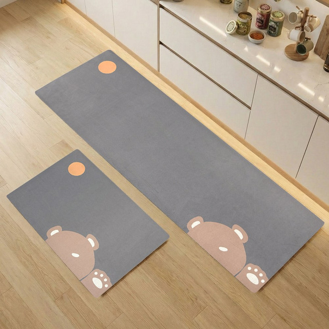 모레아오브제 빨아쓰는 소프트 규조토 주방매트 발매트 1+1 세트 일러스트 플라워 16종, DRA-2602