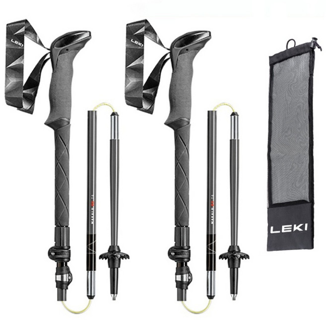 레키 마카루 FX TA 레드 경량 접이식 등산스틱 케이스 포함