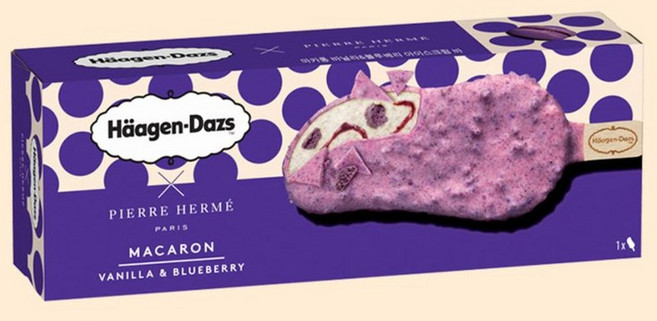 하겐다즈 마카롱 바닐라&블루베리 (스틱바) 80ml, 6개