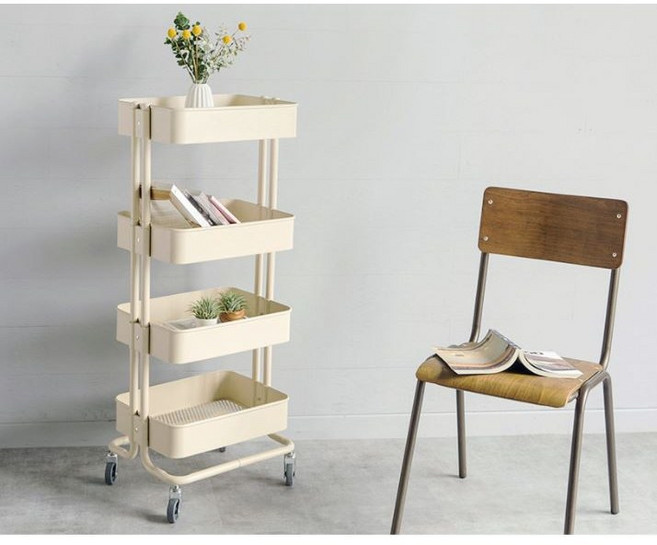 마켓비 롬비 트롤리 카트, 딥베이지, 4단