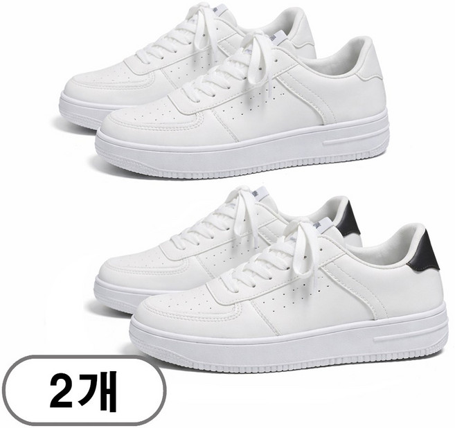 차쿠 1+1(2세트) 남성 무지 스니커즈 화이트 운동화 기본 베이직 캐주얼 신발