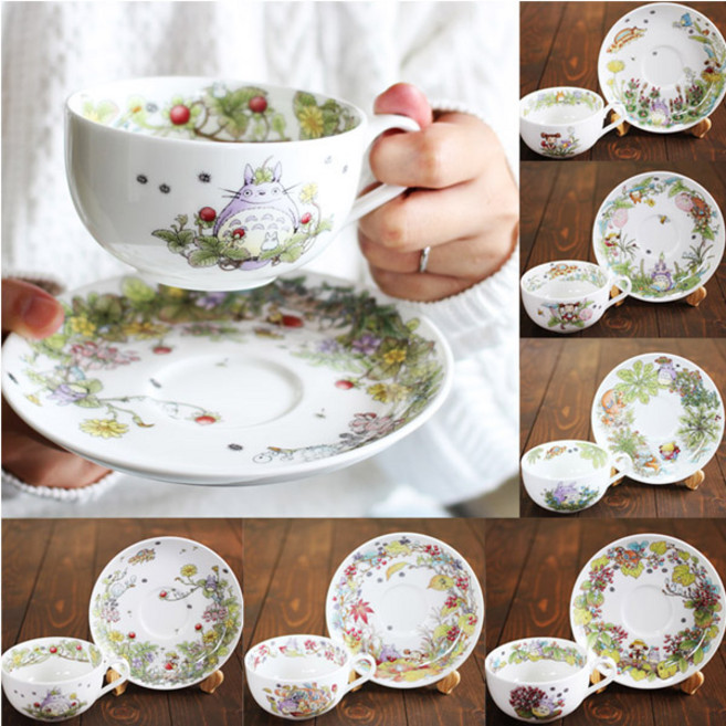 노리타케 지브리 이웃집 토토로 밀크티 찻잔 접시 세트 6종류 택1, 1. 솔방울편, 화이트, 1개