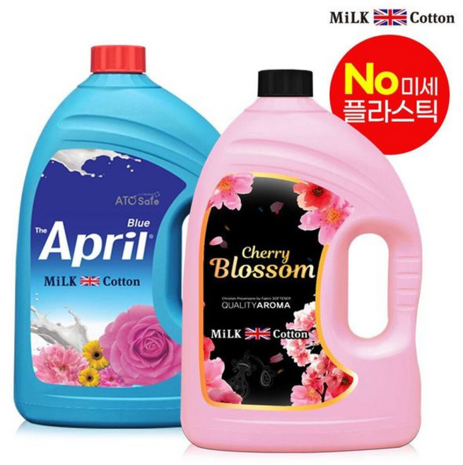 밀크코튼 고농축 유연제 3.06L 에이프릴향 1개+벚꽃에디션향 1개.., 1개