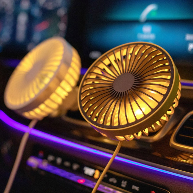 LED 차량용 에어컨 송풍구 선풍기 환풍기 USB 에어 써큘레이터 뒷자석 통풍구 카팬, 화이트