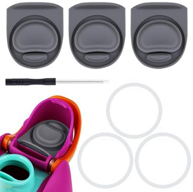 GIcGIeo Owala FreeSip 680.4g24온스 946.4ml32온스 물병 뚜껑 캡 실리콘 씰 부품 400/19/24/32/40온스 개스킷 마우스피스 액세서리 G2, 풀 씰 키트 3개, 그레이 키트 3개