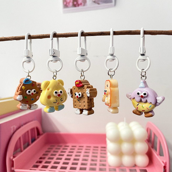 [5종세트]번블랙 캐릭터 미니 휴대폰 에어팟 버즈 가방 우정 단체선물 키링, 1세트, 디저트베이비5종