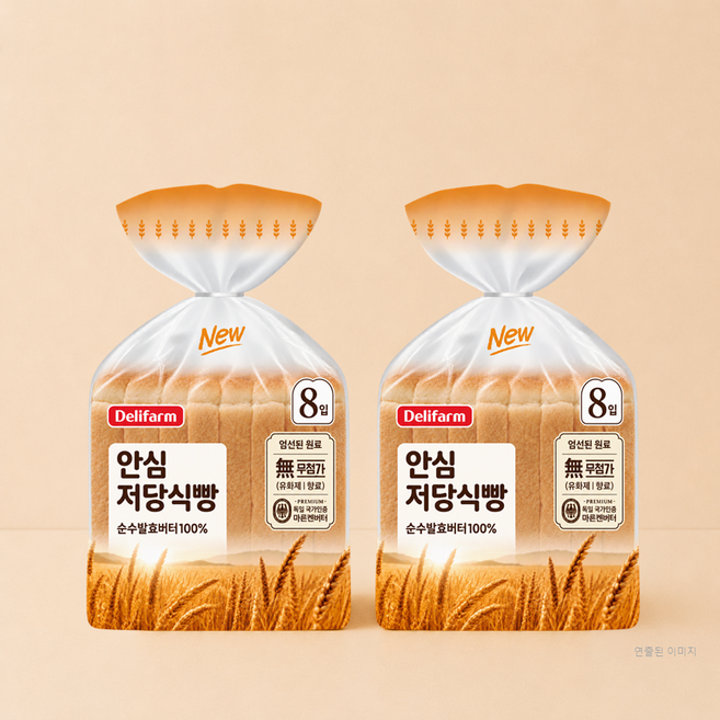 [당일생산] 델리팜 안심 저당 식빵 1.5cm 2개 380g