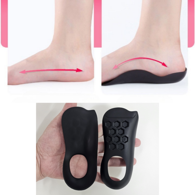 루미너스 발아치무너짐 족저근막염 아치교정 기능성 아치 깔창 패드 인솔, 1세트, 블랙