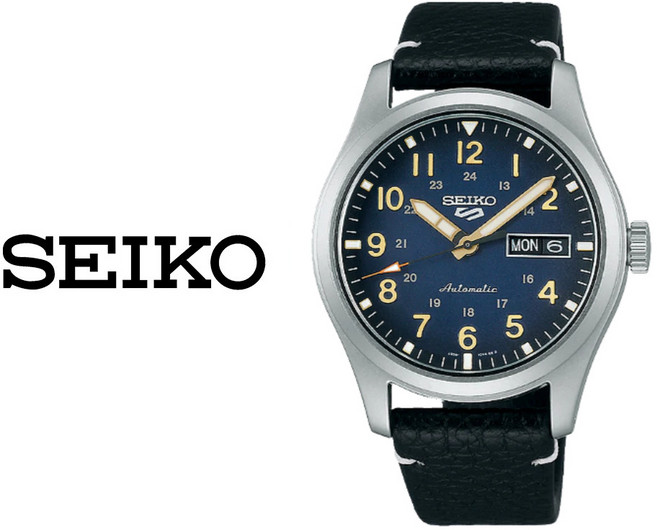 세이코5 일본산 SPORTS 오토매틱 SRPG39 가죽 남자 남성 군인군대 손목시계