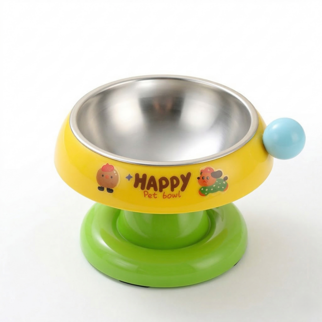 FURENDO 반려동물 스테인리스 그릇, 노란 녹색