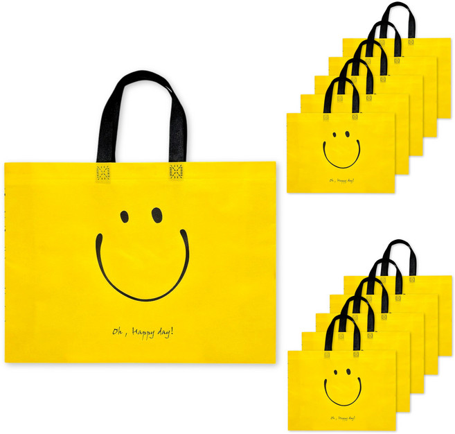 리유저블 방수 부직포 쇼핑백 10개, 오해피데이