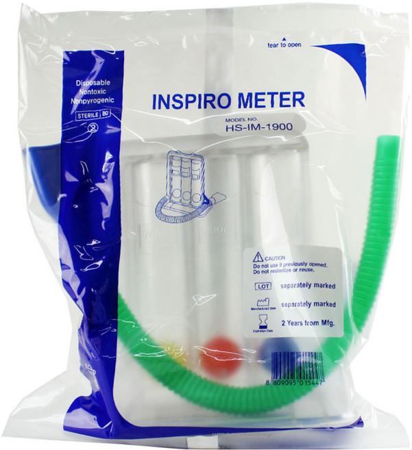 인스파이로메타 폐활량계 재호흡기 inspirometer, 1.성인용, 1개