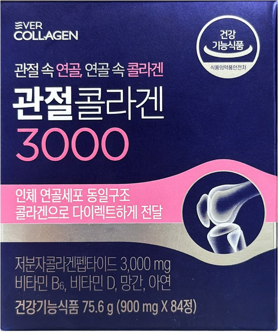 에버콜라겐 관절콜라겐 3000 저분자 콜라겐 EVERCOLLAGEN 관절 연골 3주분, 1개, 84정