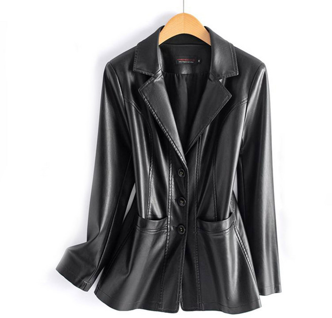 여성 가죽 트렌치 코트 하프기장 레더 트렌치자켓 아우터 간절기