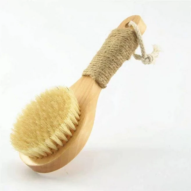 때밀이 목욕솔 돼지갈기 큰 강모브러쉬 돈모 핸들, 짧은 손잡이 20cm 미끄럼 방지 손잡이, 1개, 1개입 - 쿠팡