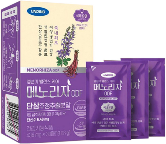 [TTP INC] 갱년기 프로젝트 메노리자 ODF 90매/국내유일 단삼주정추출분말 갱년기 기능성 건기식/여성 갱년기 건강회복 관리, 3박스