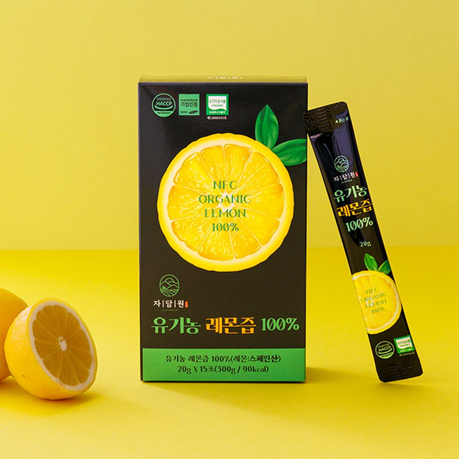 자담원 NFC착즙 100% 유기농 레몬즙 20g, 15개, 20ml