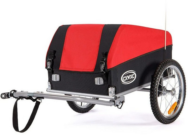 자전거 트레일러 웨건 소형 유모차 야외 트럭 승마 캠핑용 당김 반려동물 접이식 짐 후 여행, Red Trailer, 1개