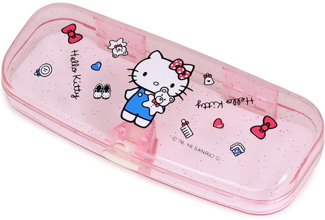 일본 산리오 안경 케이스 헬로 키티 반투명 핑크