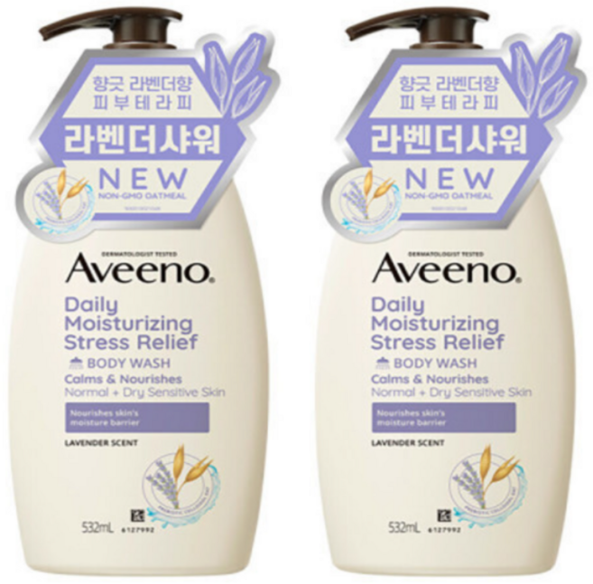 아비노 데일리 스트레스 릴리프 바디 워시 + 증정(아비노 스킨 릴리프 로션), 2개, 532ml