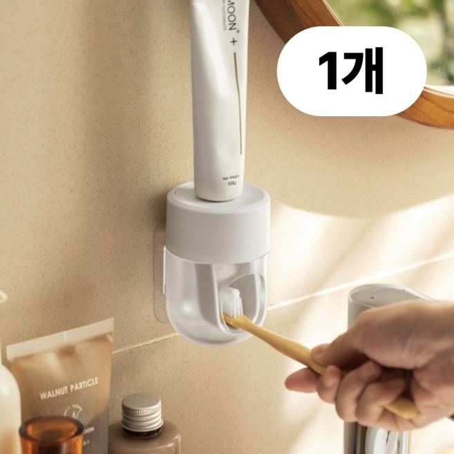 심플훅스 무타공 접착식 자동 치약 디스펜서, 화이트, 1개