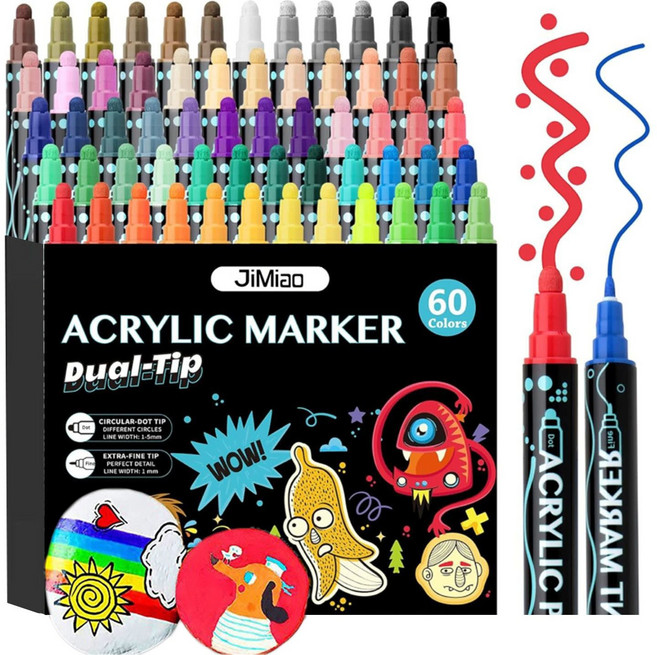 [반전] 더블헤드 컬러 아크릴 마카펜세트 1세트, 60색