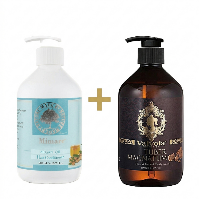 Mimare 摩洛哥油護髮素 Valvola 白松露三合一洗髮沐浴露, 2個, 500ml