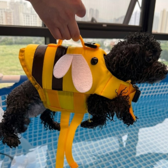 조하펫 반려동물 꿀벌 애견 소형견 중형견 구명조끼, 옐로우, 1개