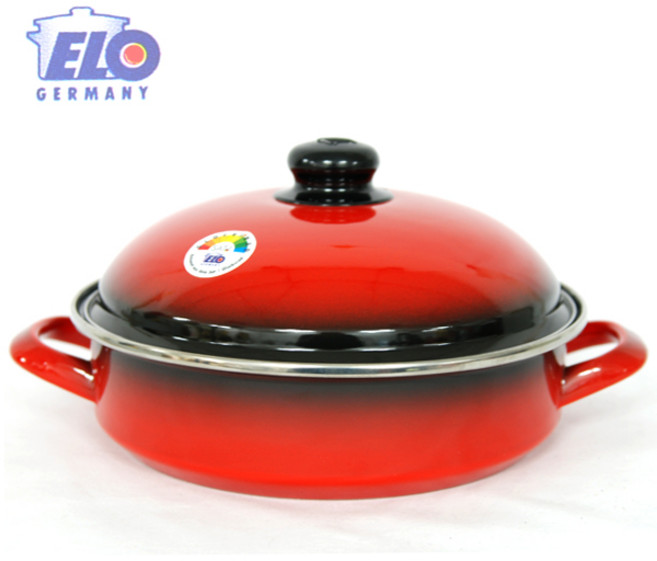 정품 독일ELO냄비 전골냄비 웍 법랑냄비 인덕션냄비 빨간냄비 직화냄비 조림냄비 낮은냄비, 24cm, 1개