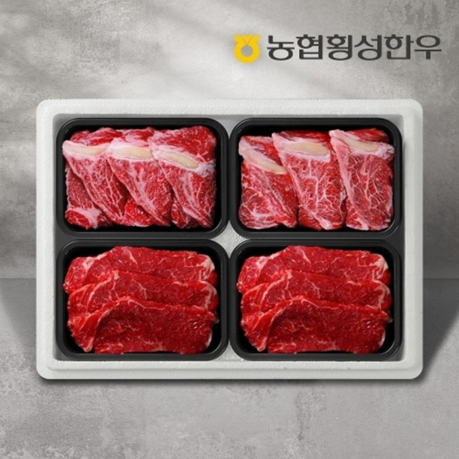 기타 [농협횡성한우] 1등급 구이모듬세트 3호 (등심2+채끝2)/팩당400g, 1박스