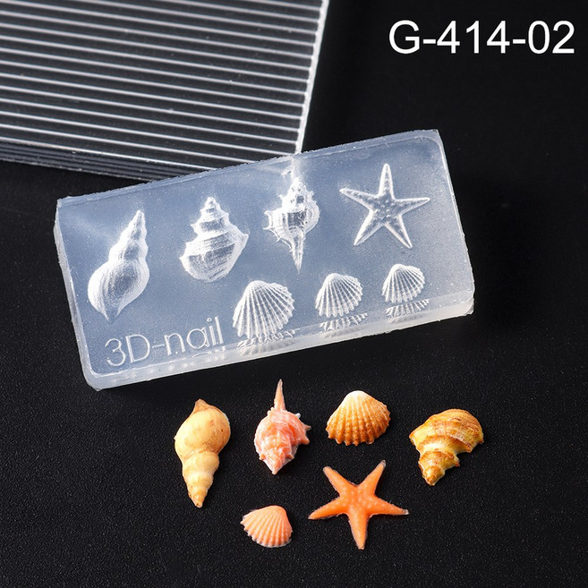 5D 꽃 실리콘 금형 네일 조각 스텐실 PLUMERIA 봄 아트 장식 매니 템플릿 도구, 옵션03) G-414-02, 1개