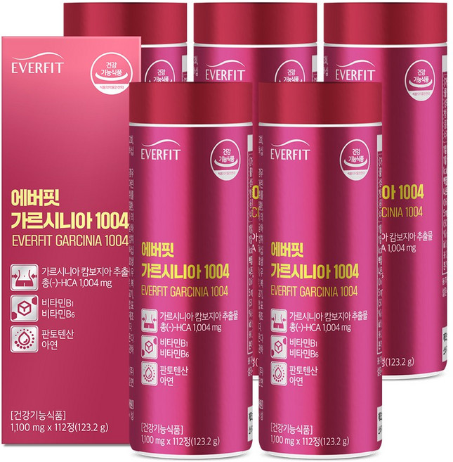 에버핏 가르시니아 1004 / 고함량 HCA 1004mg 체지방감소, 5박스, 112정