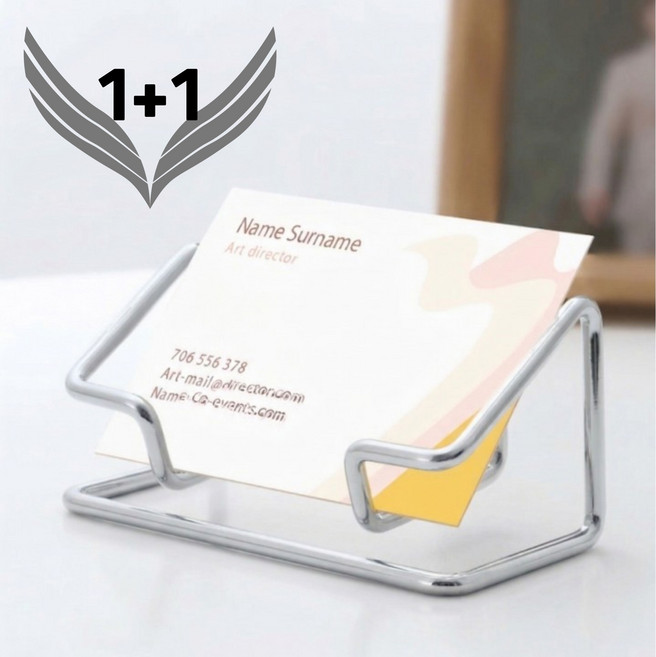 꾸밈리빙 사무실필수 카운터전용 고급스러운 명함꽂이, 실버, 2개, 1단