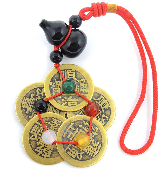 168開運坊 五帝錢掛飾 黑曜葫蘆五行珠, 金色、黑色、紅色、綠色、白色、黃色、多色, 1個