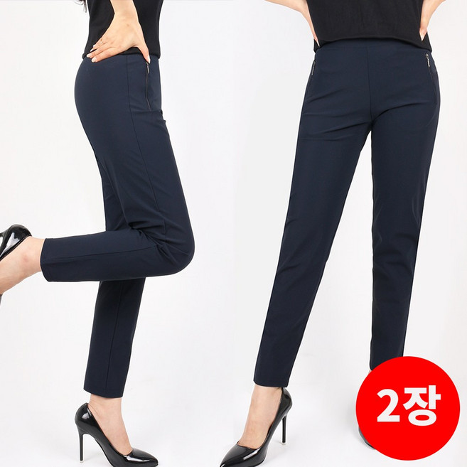 SPM 1+1 여성꿀스판지퍼바지 국내제작 여자 밴딩 스판 골프바지 등산바지 데일리 빅사이즈