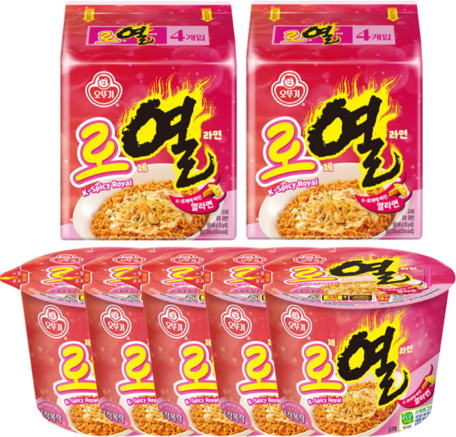 오뚜기 로열라면 로제 열라면 봉지 + 컵 사발면